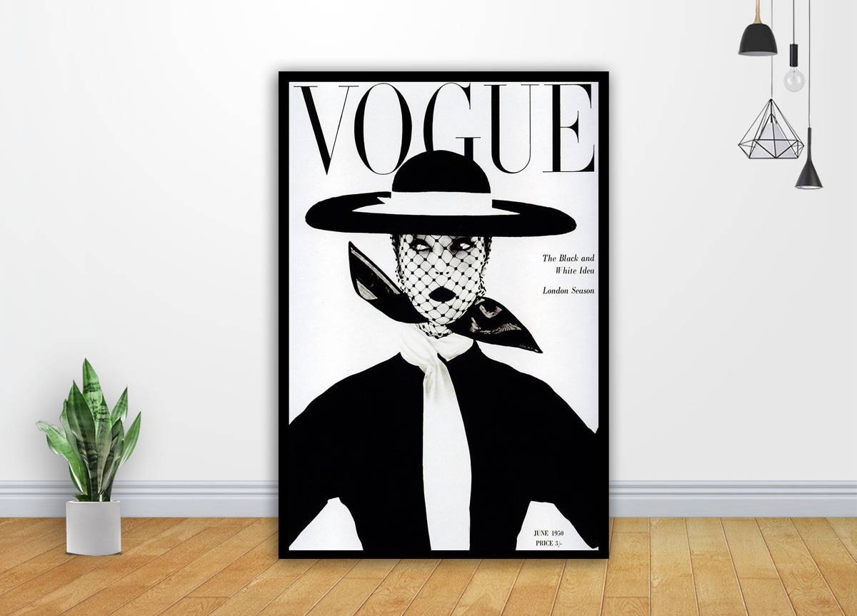 Vogue Black White Lady Hat Art - Poster | Canvas Wall Art Print