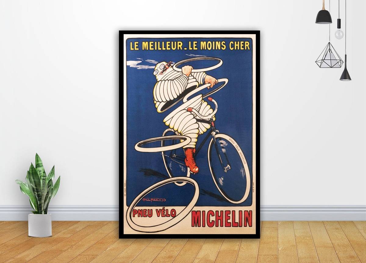Michelin Antique Old Bike Art - Poster | Canvas Wall Art Print