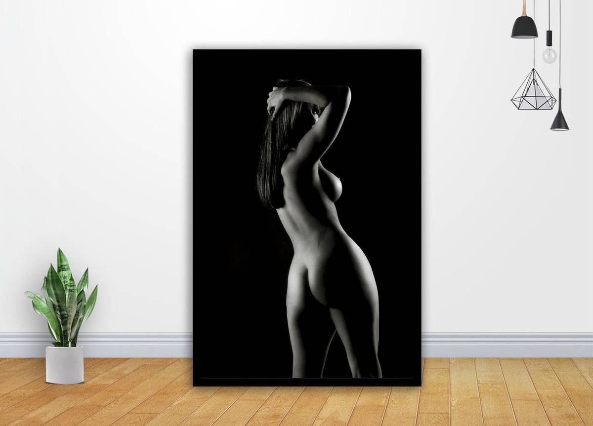 Vintage Old Antique Nude Naked Black White Woman Art - Poster | Canvas Wall Art Print