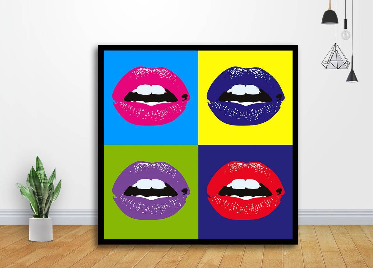 Lips Abiose Pop Painting Andy Warhol Style Art - Poster | Canvas Wall Art Print