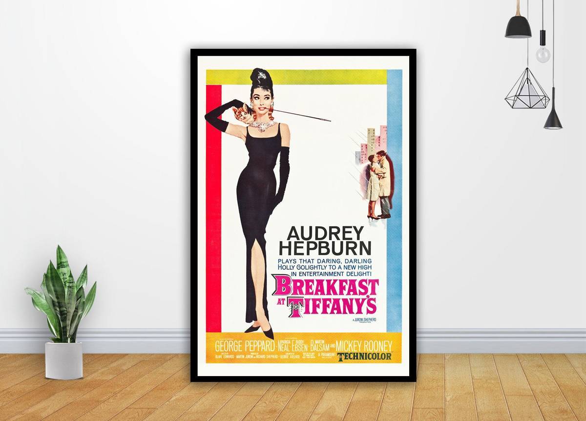 Audrey Hepburn Breakfast At Tiffanys Vintage Film Art - Poster | Canvas Wall Art Print