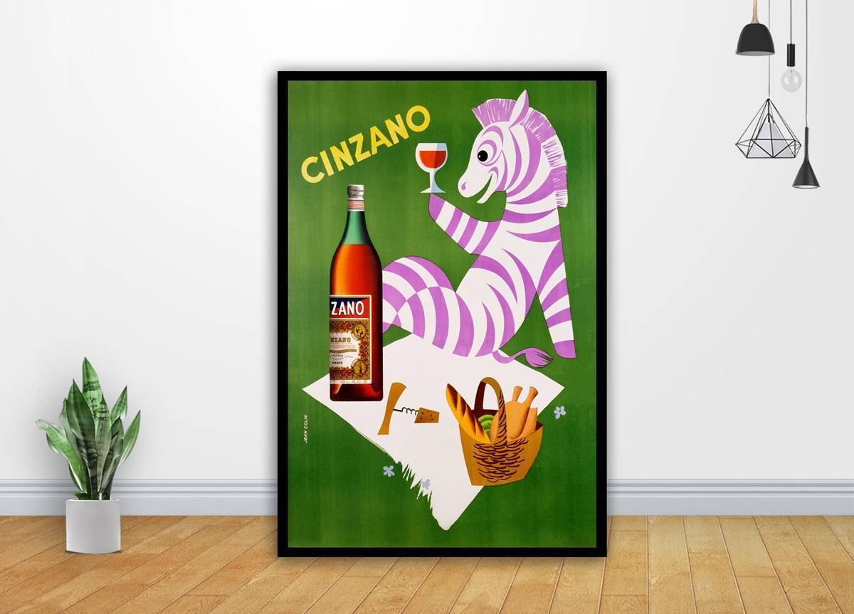 Vintage Cinzano Zebra Ad Art - Poster | Canvas Wall Art Print