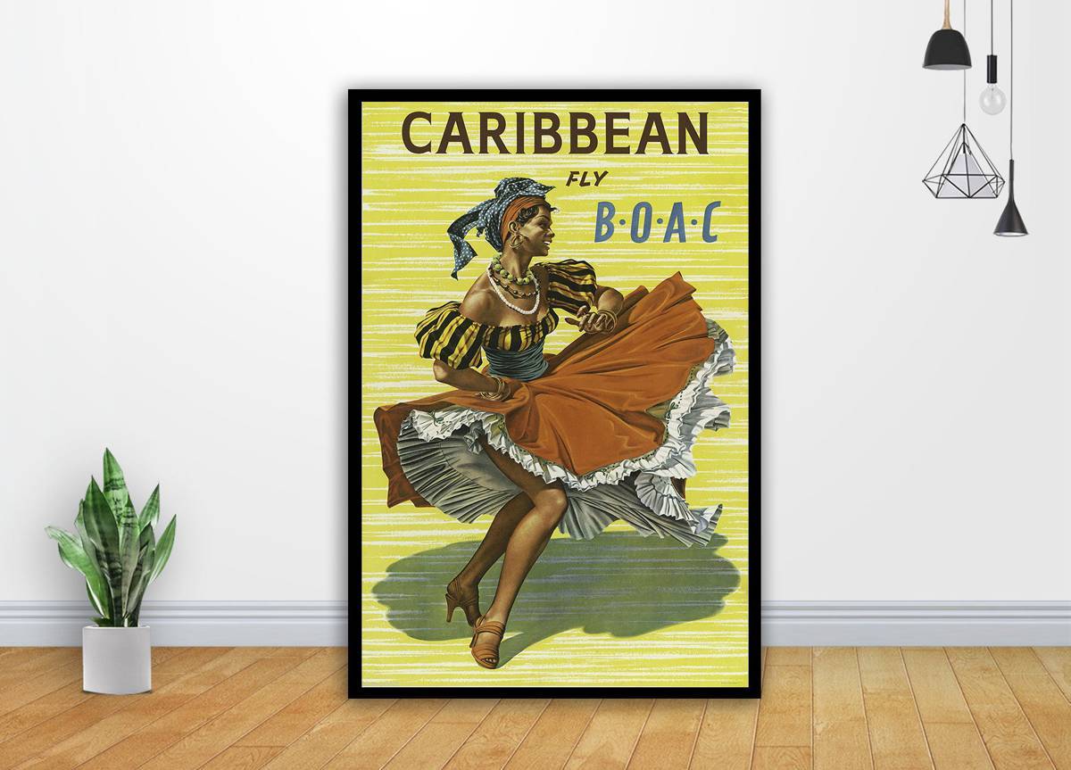 Vintage Travel Painting Boac Airlines Carribean Art - Poster | Canvas Wall Art Print
