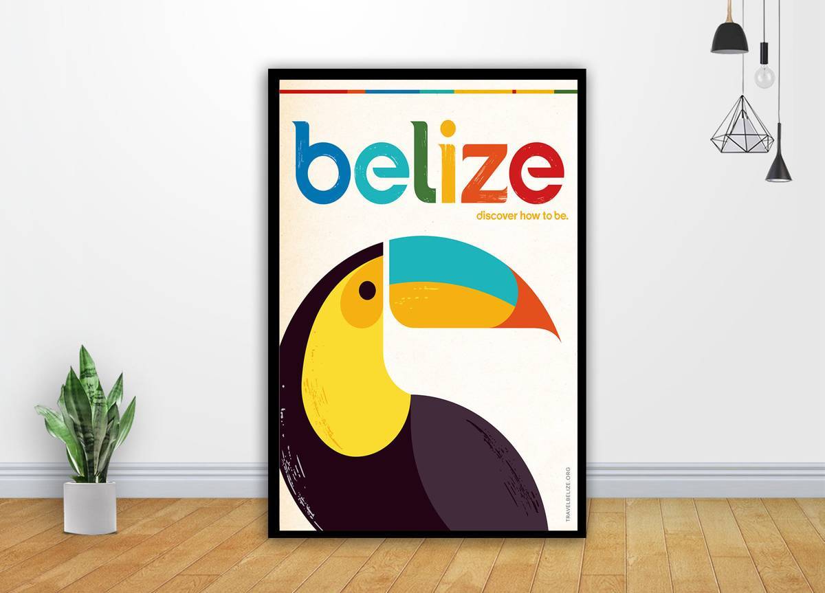 Belize Bird Vintage Illustrated Travel Painting Art - Poster | Canvas Wall Art Print