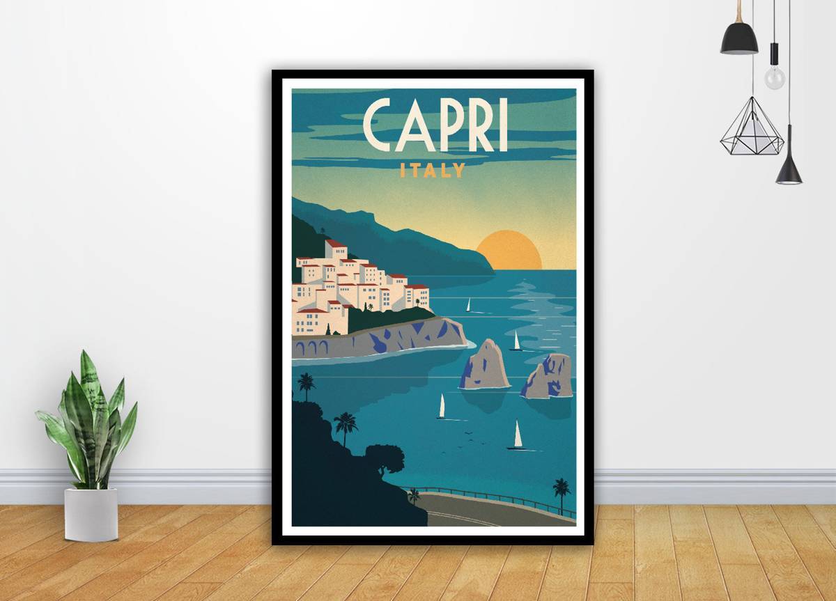 Capri Italy Vintage Painting Travel Art - Poster | Canvas Wall Art Print
