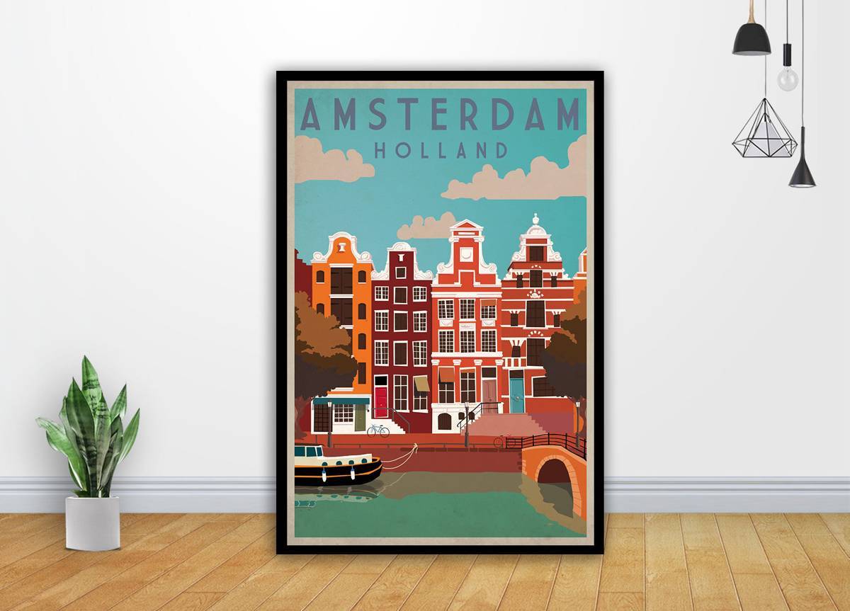 Amsterdam Retro Vintage Cool Classic Art - Poster | Canvas Wall Art Print