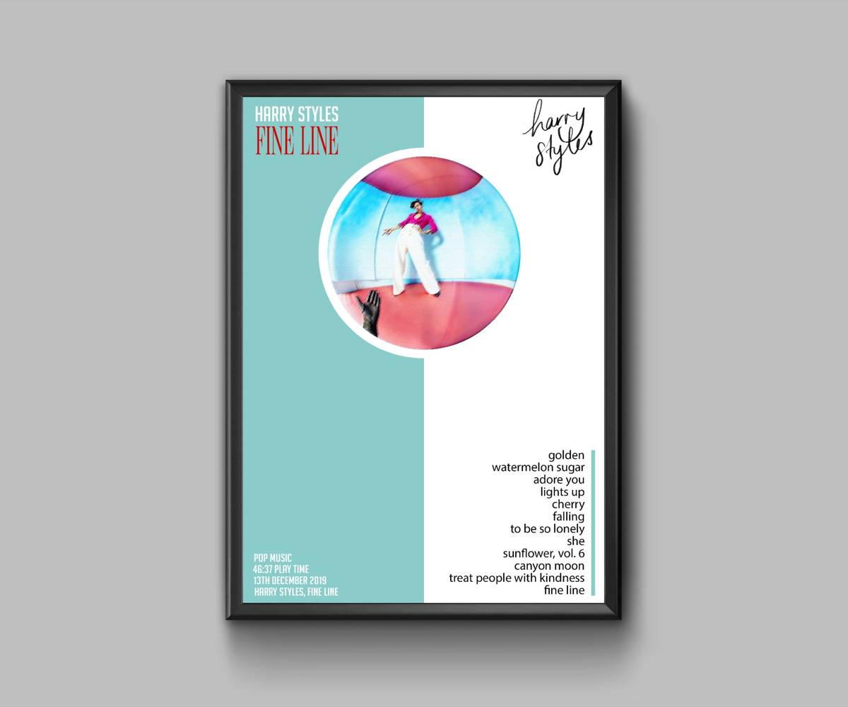 Harry Styles Fine Line Album With Signature - Poster | Canvas Wall Art Print