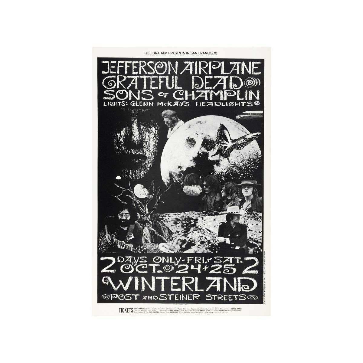 Jefferson Airplane, The Grateful Dead And The Sons Of Champlin 1969 Concert - Poster | Canvas Wall Art Print