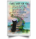 Black Cat I Will Wait For You Satin Portrait - Poster | Canvas Wall Art Print
