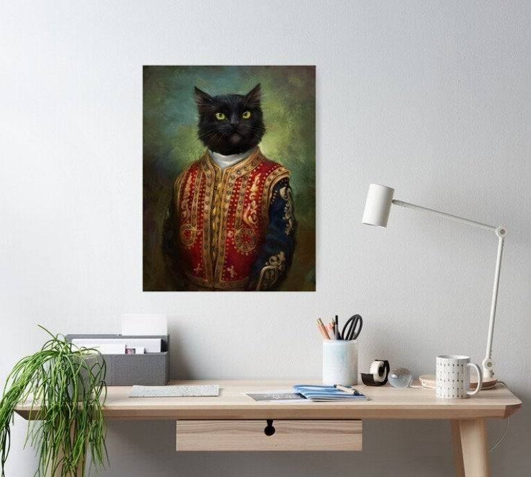 Personal, Hermitage Court Moor In Casual Uniform Satin Portrait, Lovely Pet, Custom Pet - Poster | Canvas Wall Art Print