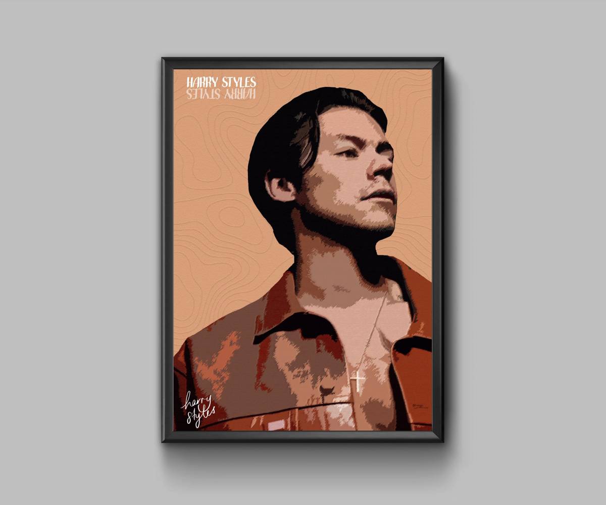 Harry Styles Portrait With Signature - Poster | Canvas Wall Art Print