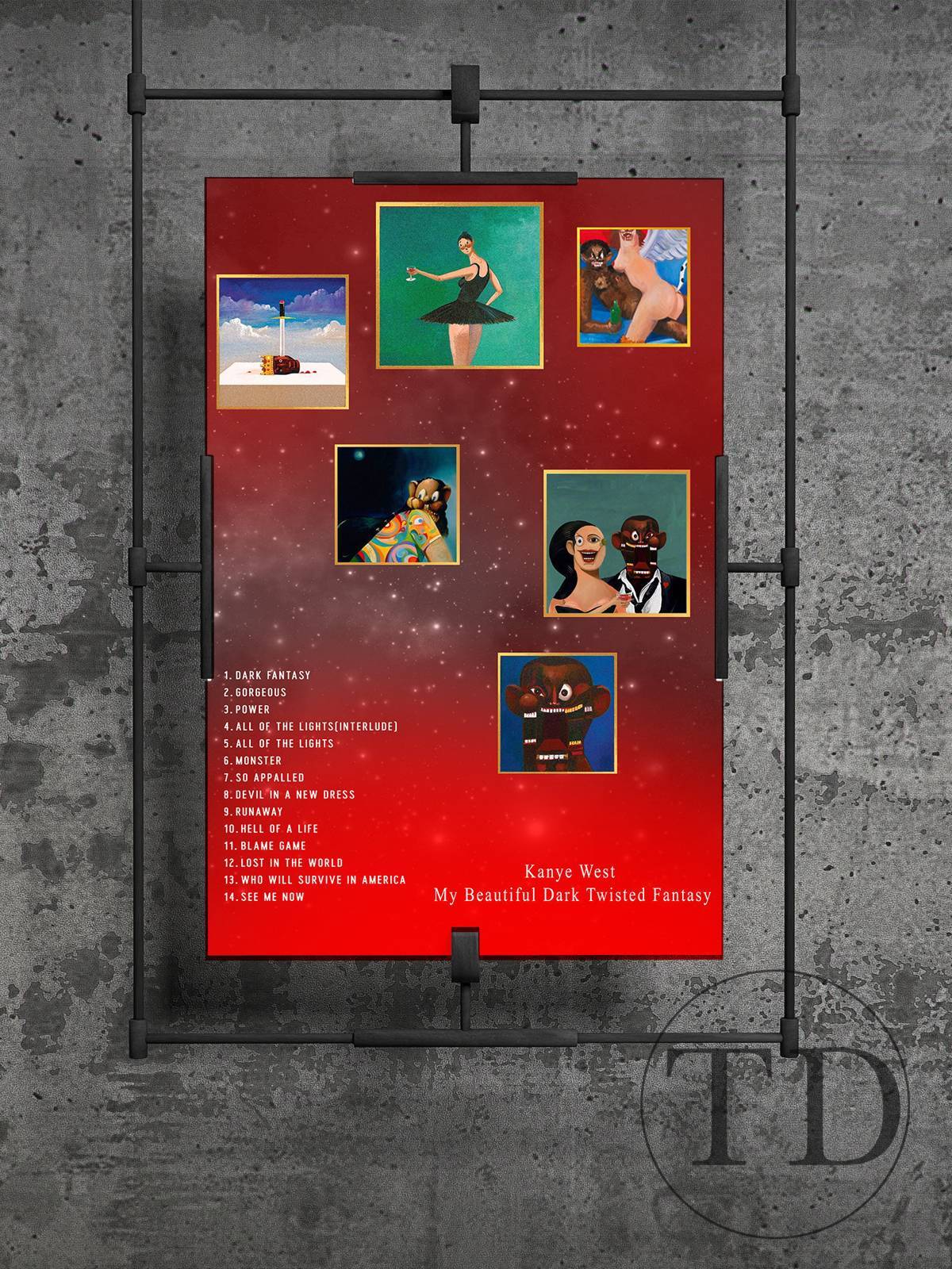 Kanye West - My Beautiful Dark Twisted Fantasy, Hip Hop Music Art Print, Gift For Boyfriend, Hypebeast - Poster | Canvas Wall Art Print