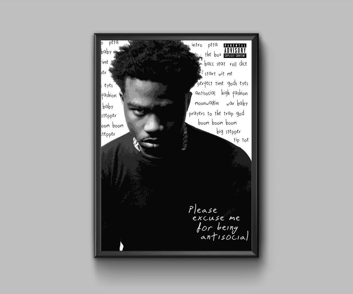 Roddy Ricch In Black/White - Poster | Canvas Wall Art Print