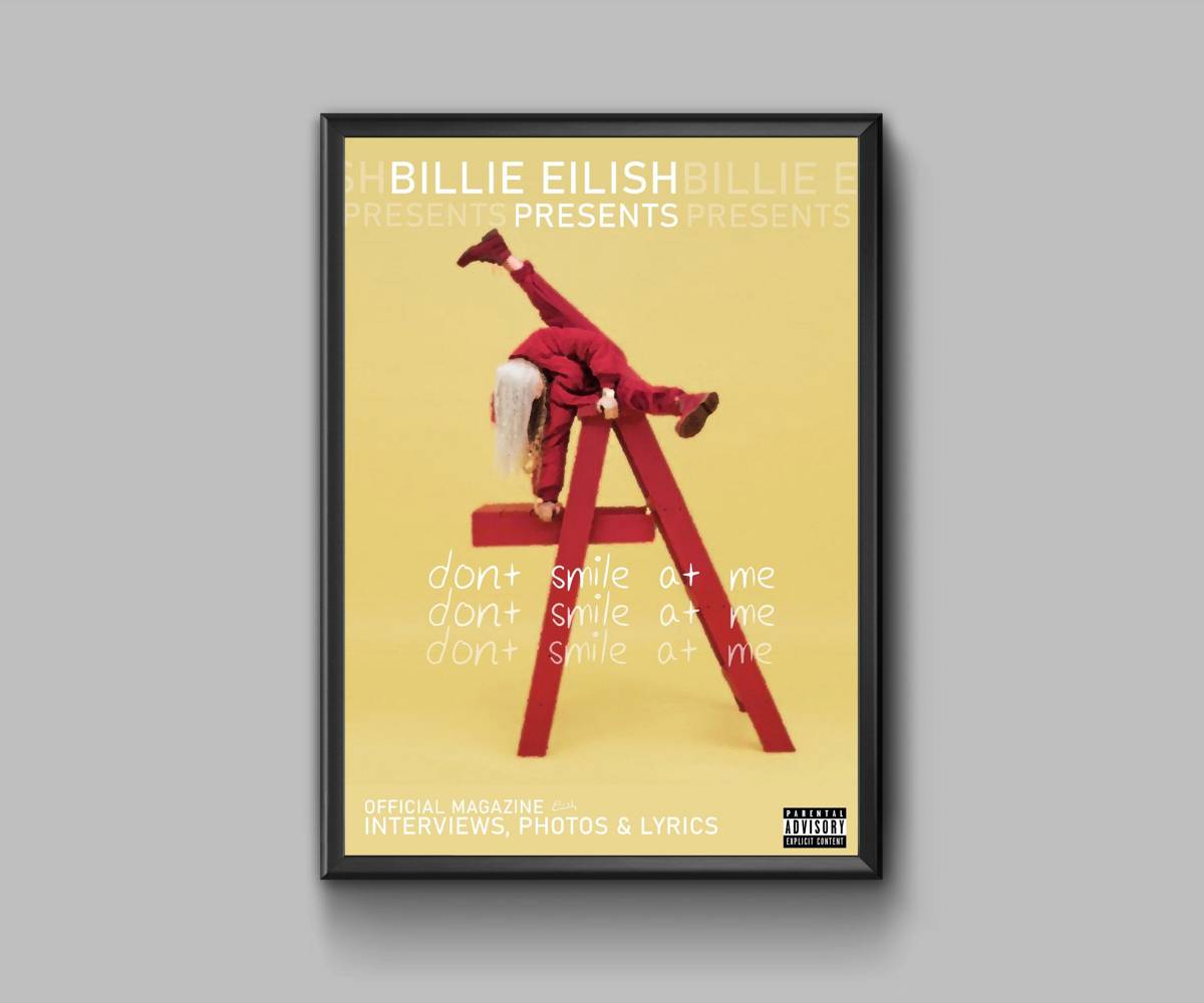 Billie Eilish Magazine In Yellow With Signature - Poster | Canvas Wall Art Print