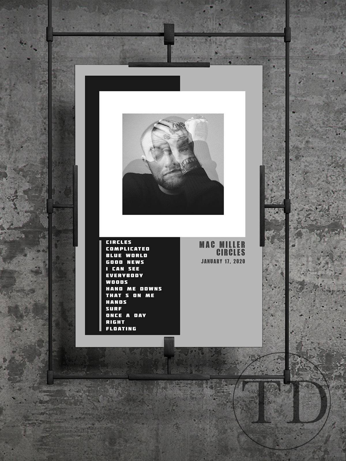 Mac Miller Circles Album Swimming In Circles Album Cover Mac Miller Print - Poster | Canvas Wall Art Print