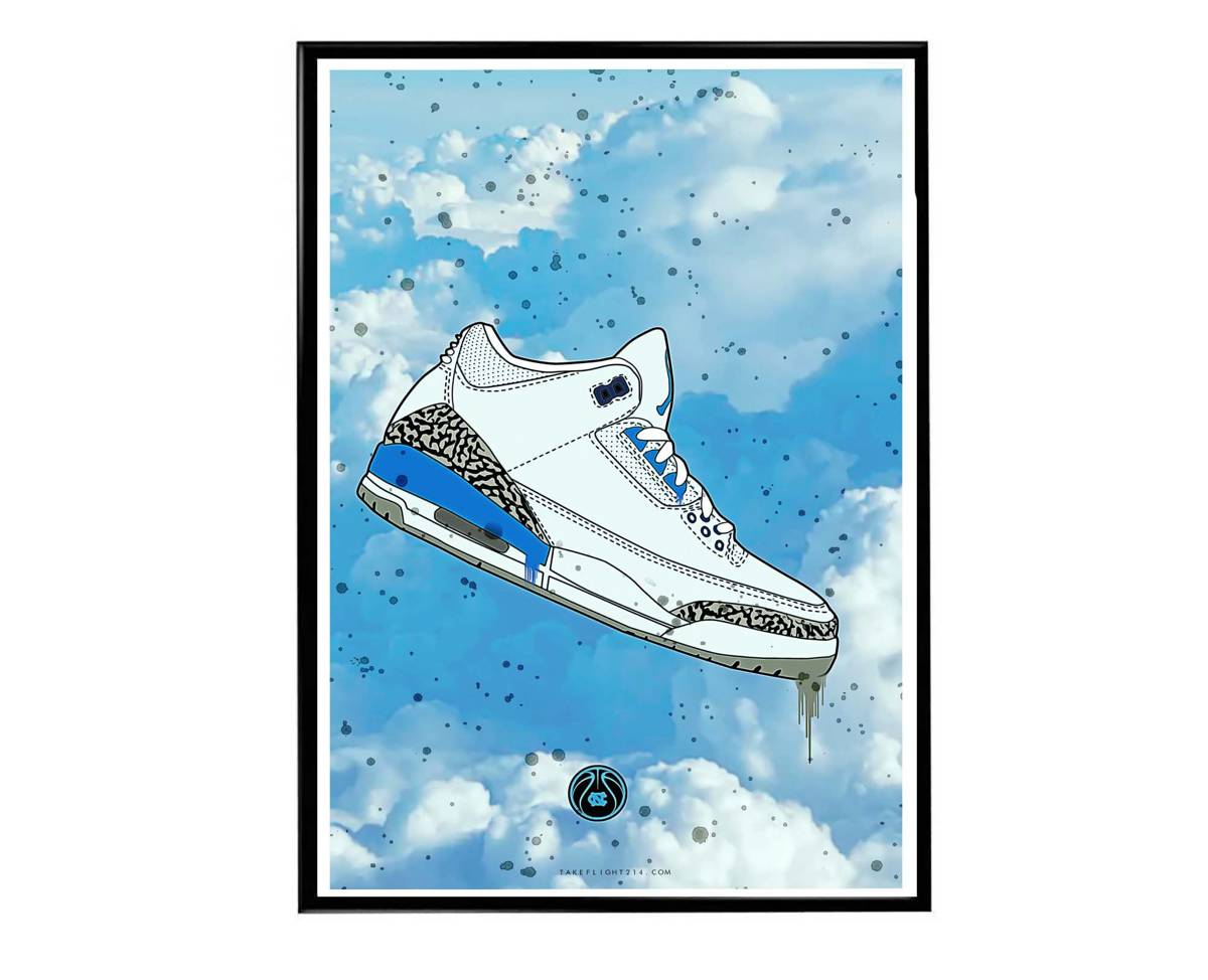 Vintage 3 Unc Sneaker Poster, Hypebeast Poster, Kicks Poster, Urban Wall Art, Graffiti Wall Art, Streetwear Posters, Sneaker Art - Poster | Canvas Wall Art Print