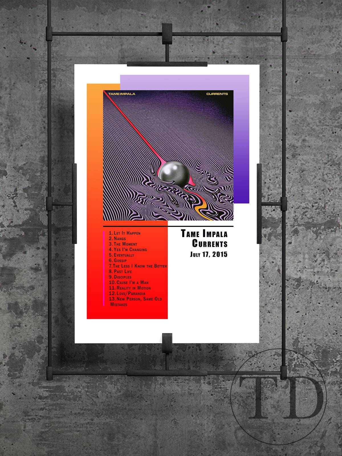 Tame Impala, Tame Impala Currents Album Wall Art, Minimalist Art Tame Impala Music Gift For Him - Poster | Canvas Wall Art Print