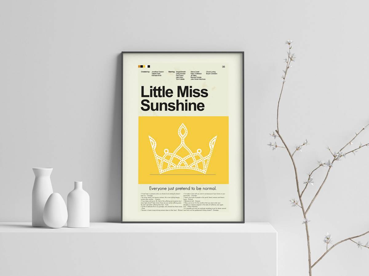 Little Miss Sunshine Mid-Century Modern Inspired Print - Poster | Canvas Wall Art Print