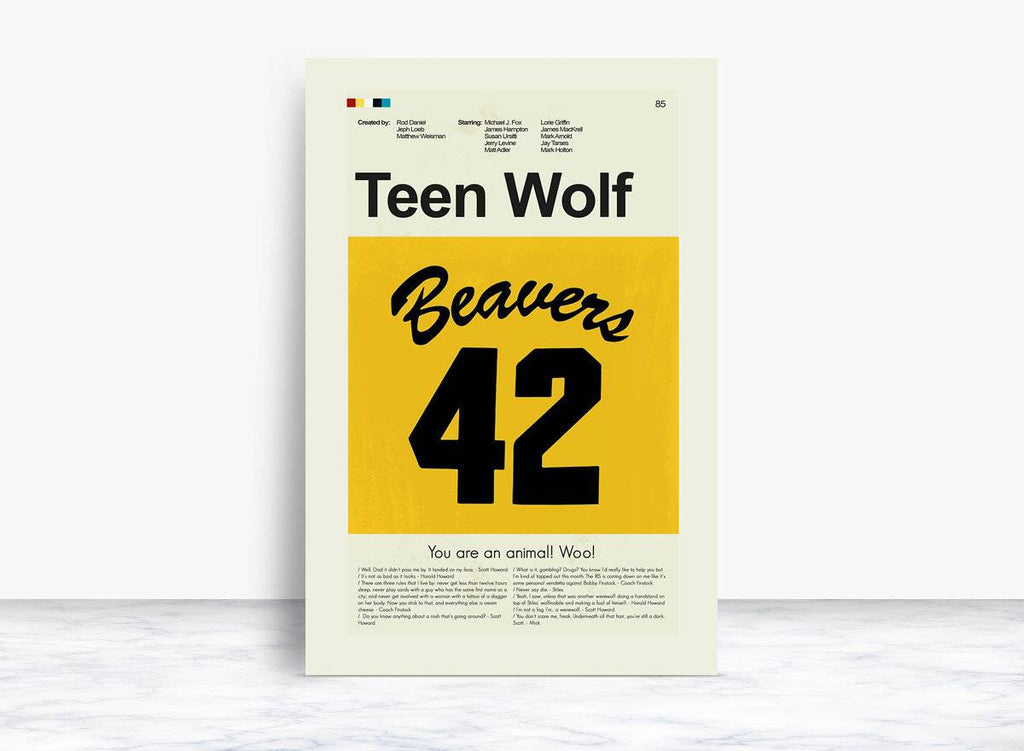 Teen Wolf Mid-Century Modern Inspired Print - Poster | Canvas Wall Art Print