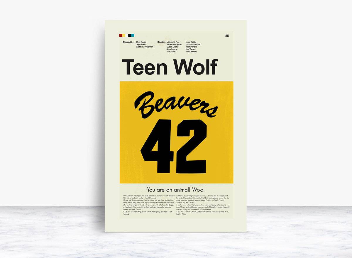 Teen Wolf Mid-Century Modern Inspired Print - Poster | Canvas Wall Art Print