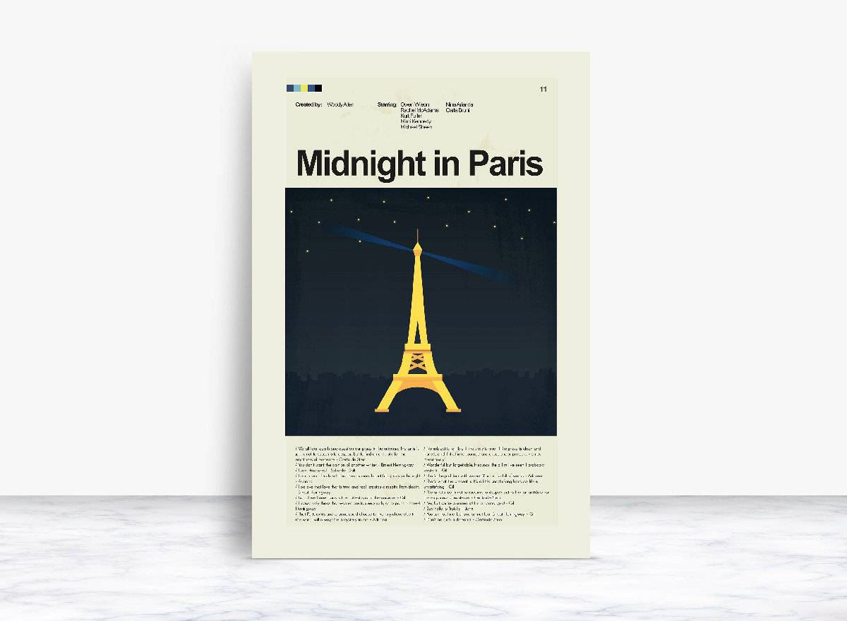 Midnight In Paris Mid-Century Modern Inspired Print - Poster | Canvas Wall Art Print