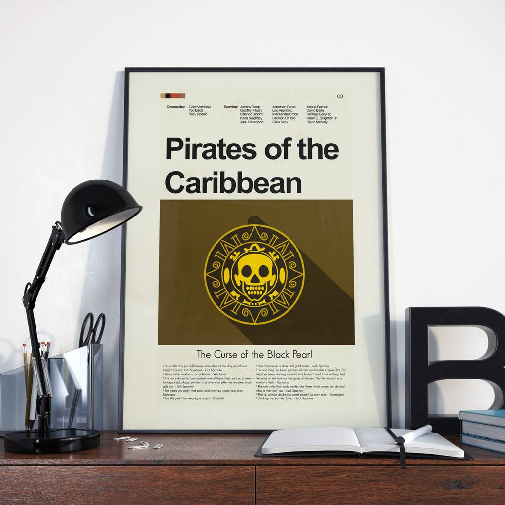 Pirates Of The Caribbean: The Curse Of The Black Pearl Mid-Century Modern Inspired Print - Poster | Canvas Wall Art Print