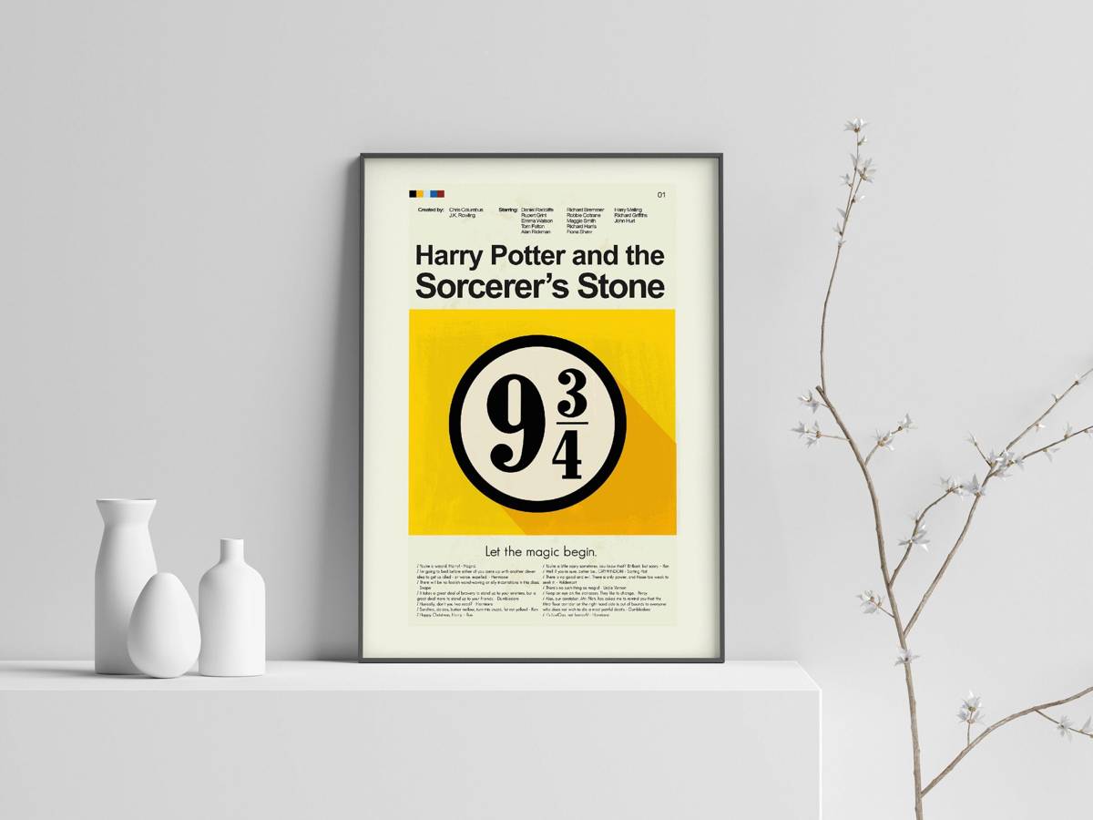 Harry Potter And The Sorcerer'S Stone Mid-Century Modern Inspired Print - Poster | Canvas Wall Art Print