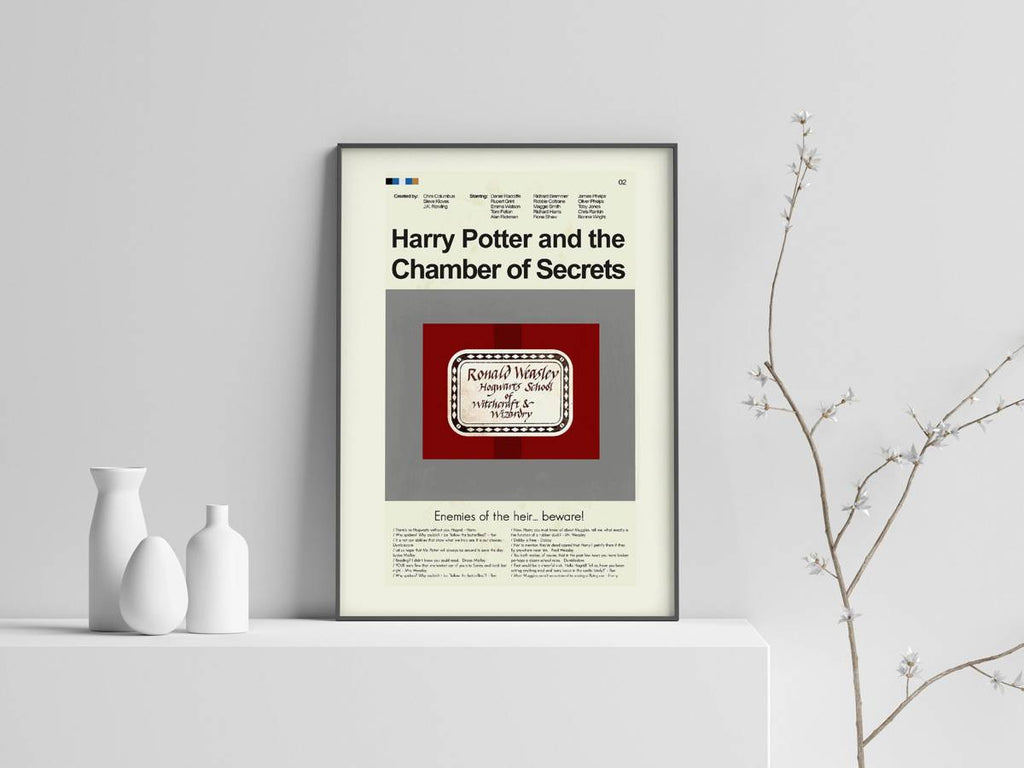 Harry Potter And The Chamber Of Secret'S Mid-Century Modern Inspired Print - Poster | Canvas Wall Art Print