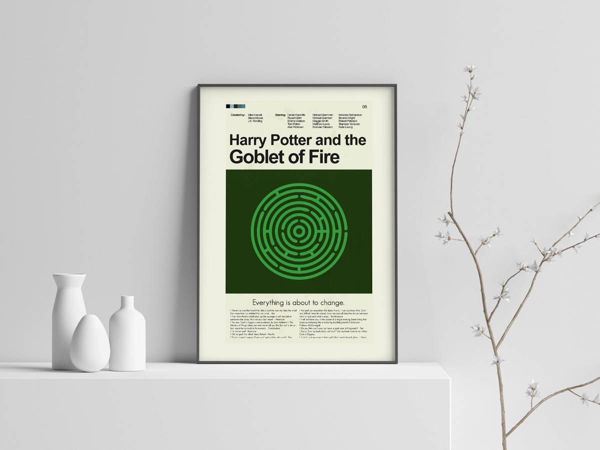 Harry Potter And The Goblet Of Fire Mid-Century Modern Inspired Print - Poster | Canvas Wall Art Print