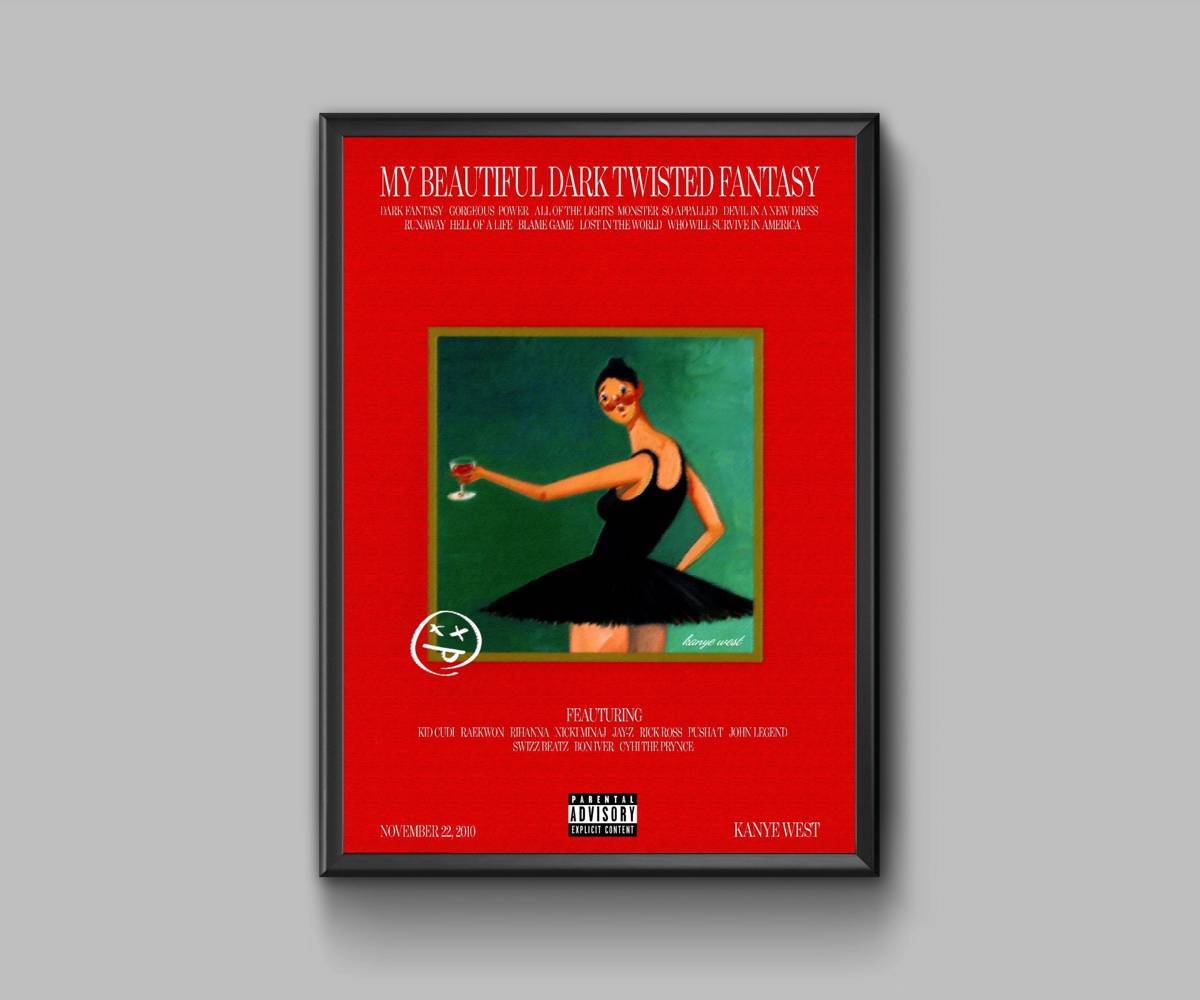 My Beautiful Dark Twisted Fantasy By Kanye West In Red - Poster | Canvas Wall Art Print