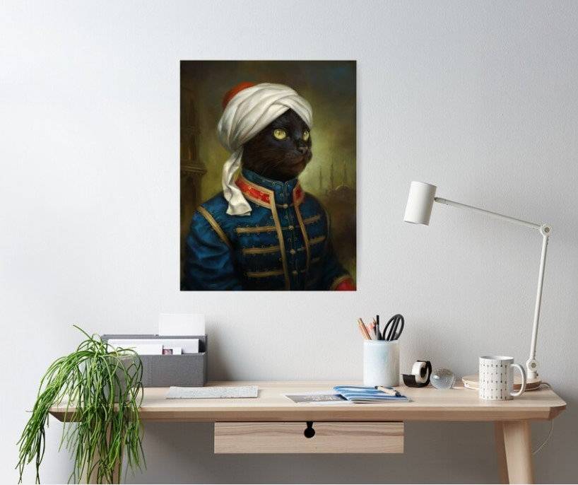 Personal, The Hermitage Court Moor Cat Satin Portrait, Lovely Pet, Custom Pet, Custom Kitten - Poster | Canvas Wall Art Print