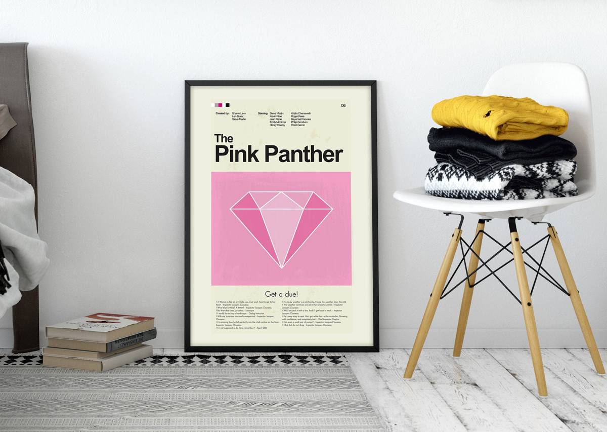 The Pink Panther (2006) Mid-Century Modern Inspired Print - Poster | Canvas Wall Art Print