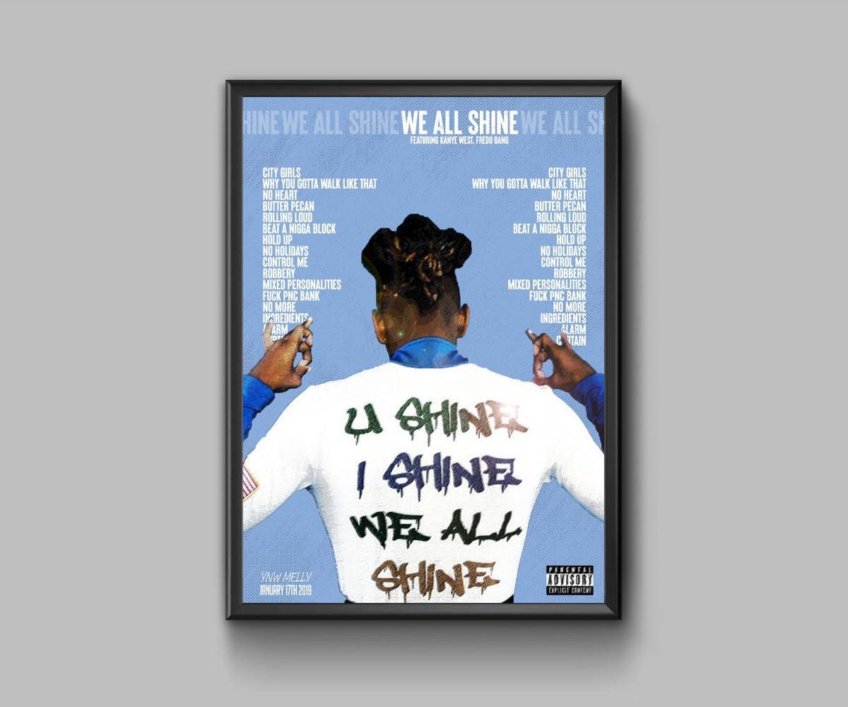 Ynw Melly We All Shine Album Cover In Blue - Poster | Canvas Wall Art Print
