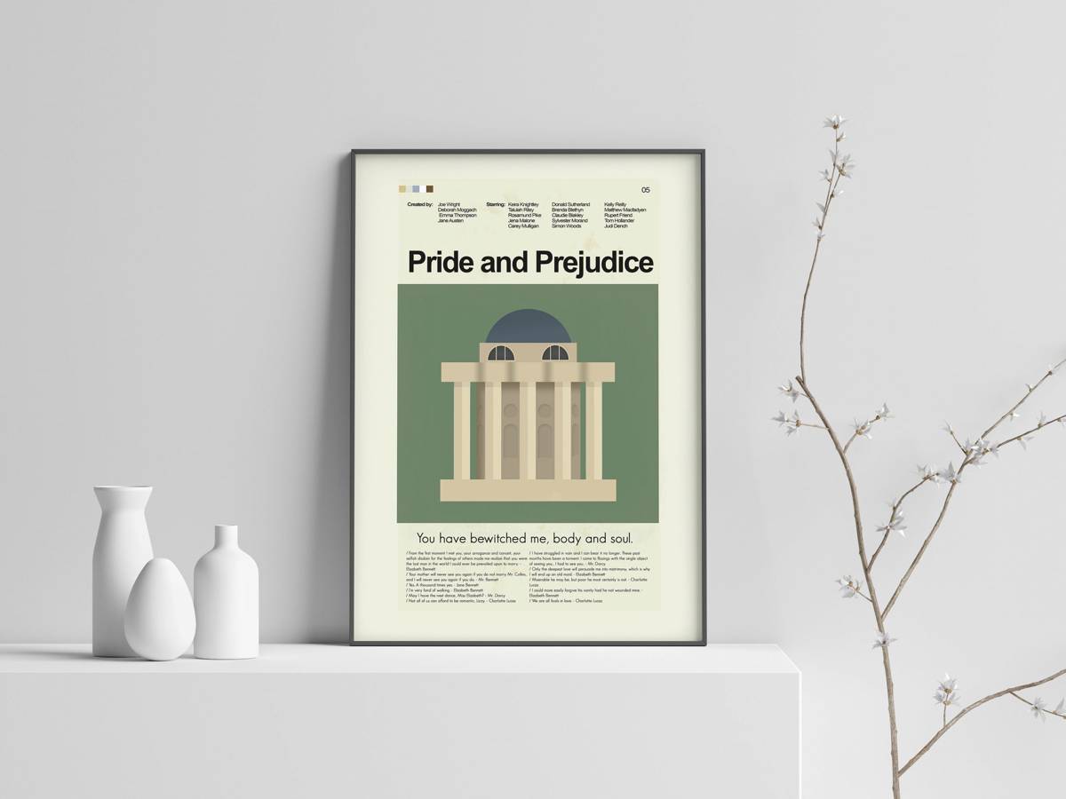 Pride And Prejudice - 2005 Kiera Knightley Mid-Century Modern Inspired Print - Poster | Canvas Wall Art Print