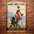 Personalisation Vintage Girl And Dog And She Lived Happily Ever After - Poster | Canvas Wall Art Print