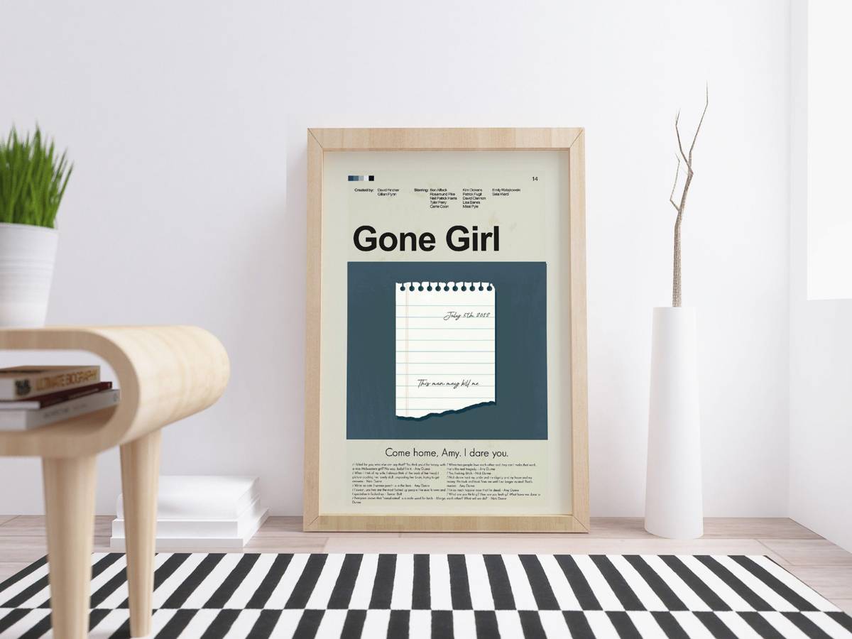 Gone Girl Mind Mid-Century Modern Inspired Print - Poster | Canvas Wall Art Print