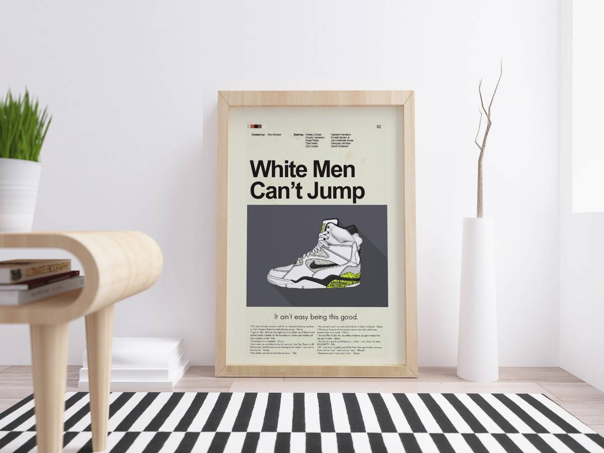 White Men Can'T Jump Mid-Century Modern Inspired Print - Poster | Canvas Wall Art Print