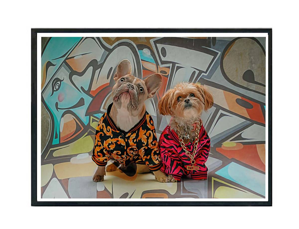 Hype Dog Couple Poster, Rap Poster, Sneaker Poster, Hypebeast Poster, Urban Wall Art, Graffiti Wall Art, Music Posters, Classic Hip Hop Art - Poster | Canvas Wall Art Print