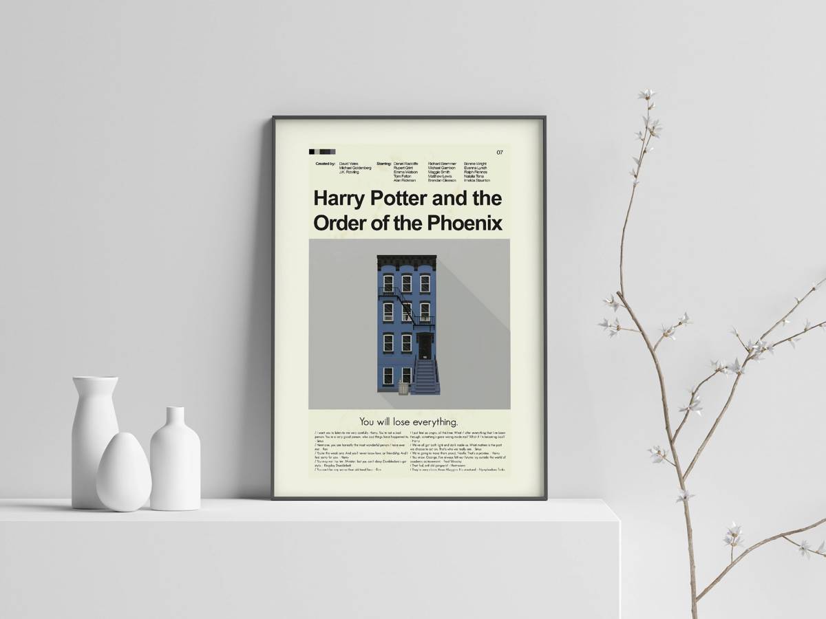 Harry Potter And The Order Of The Phoenix Mid-Century Modern Inspired Print - Poster | Canvas Wall Art Print
