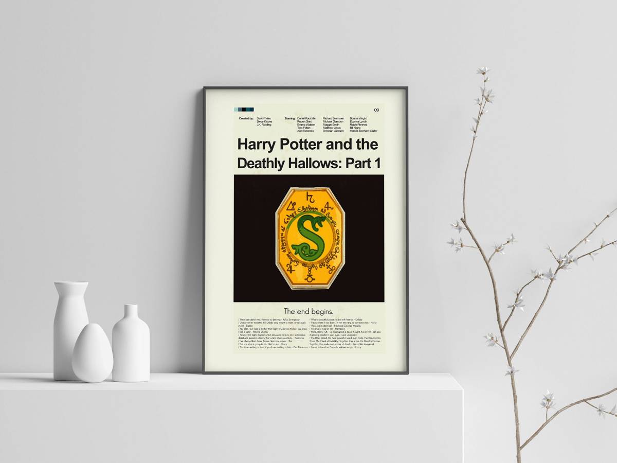 Harry Potter And The Deathly Hallows: Part 1 Mid-Century Modern Inspired Print - Poster | Canvas Wall Art Print