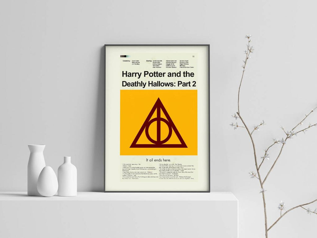 Harry Potter And The Deathly Hallows: Part 2 Mid-Century Modern Inspired Print - Poster | Canvas Wall Art Print