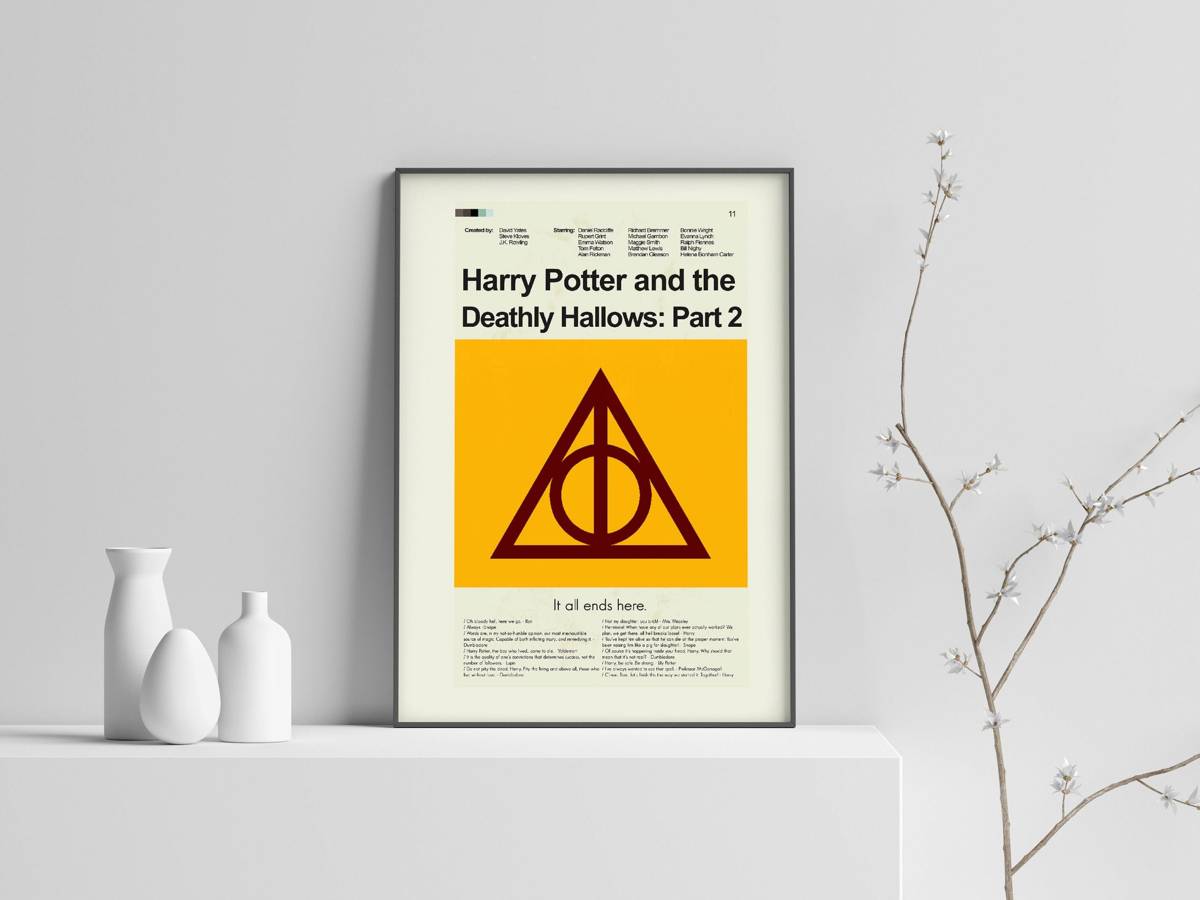 Harry Potter And The Deathly Hallows: Part 2 Mid-Century Modern Inspired Print - Poster | Canvas Wall Art Print