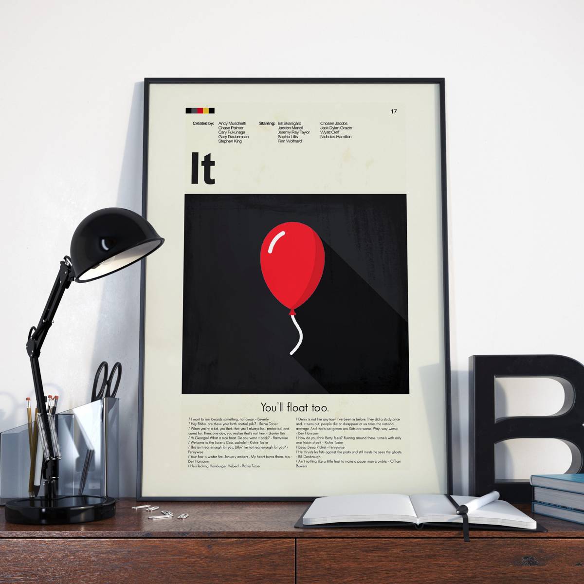 It (2017) Mid-Century Modern Inspired Print - Poster | Canvas Wall Art Print