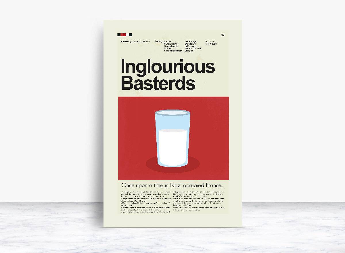 Inglourious Basterds Mid-Century Modern Inspired Print - Poster | Canvas Wall Art Print
