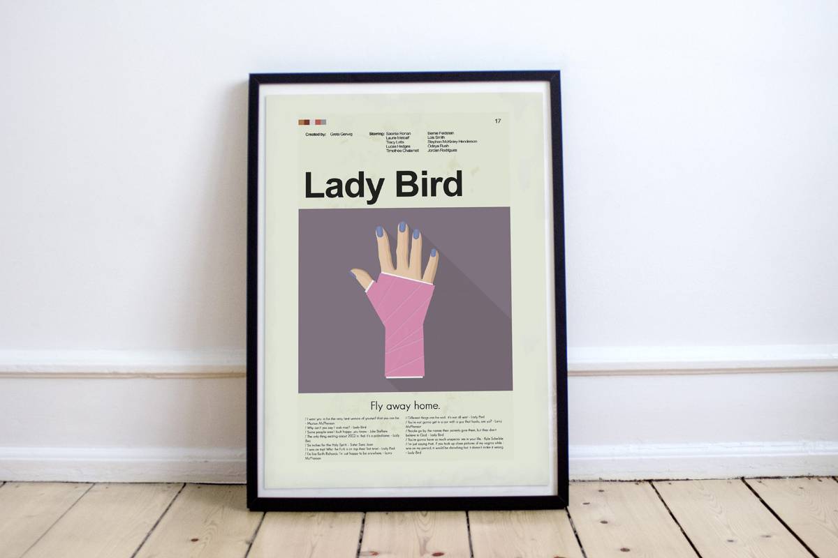 Lady Bird Mid-Century Modern Inspired Print - Poster | Canvas Wall Art Print