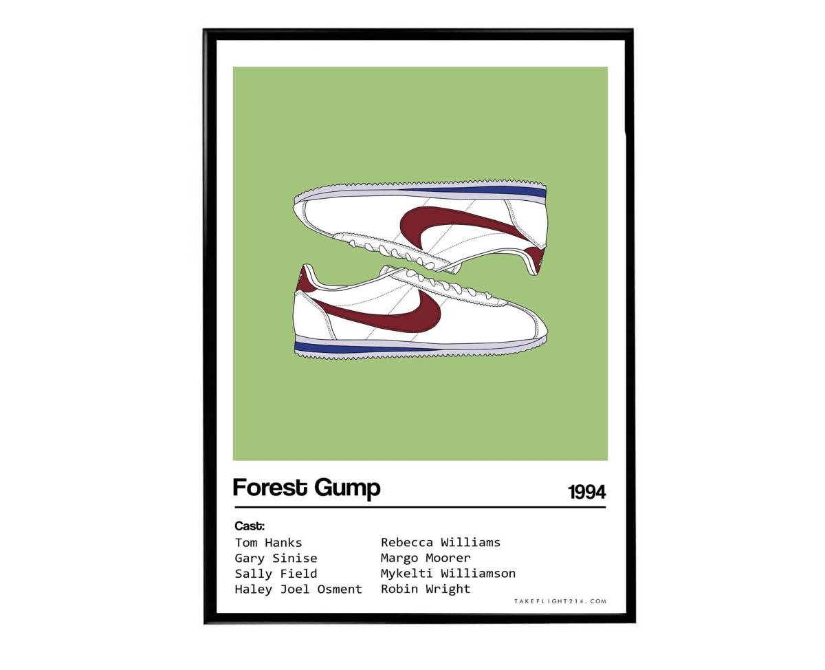 Forrest Gump Iconic Movie Sneaker Poster, Hypebeast Poster, Kicks Poster, Cortez Sneaker Poster, Streetwear Art Sneaker Art - Poster | Canvas Wall Art Print