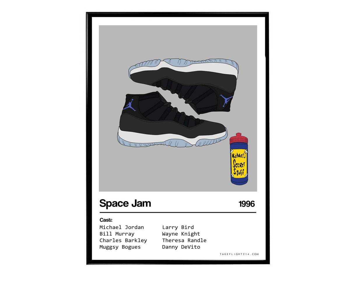 Space Jam Iconic Movie Sneaker Poster, Hypebeast Poster, Kicks Poster, Air Jordan Sneaker Poster, Streetwear Art Sneaker Art - Poster | Canvas Wall Art Print