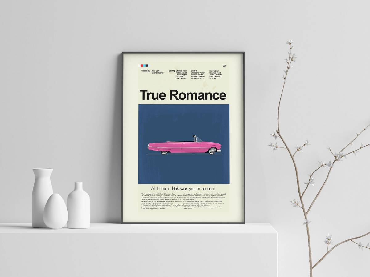 True Romance Mid-Century Modern Inspired Print - Poster | Canvas Wall Art Print