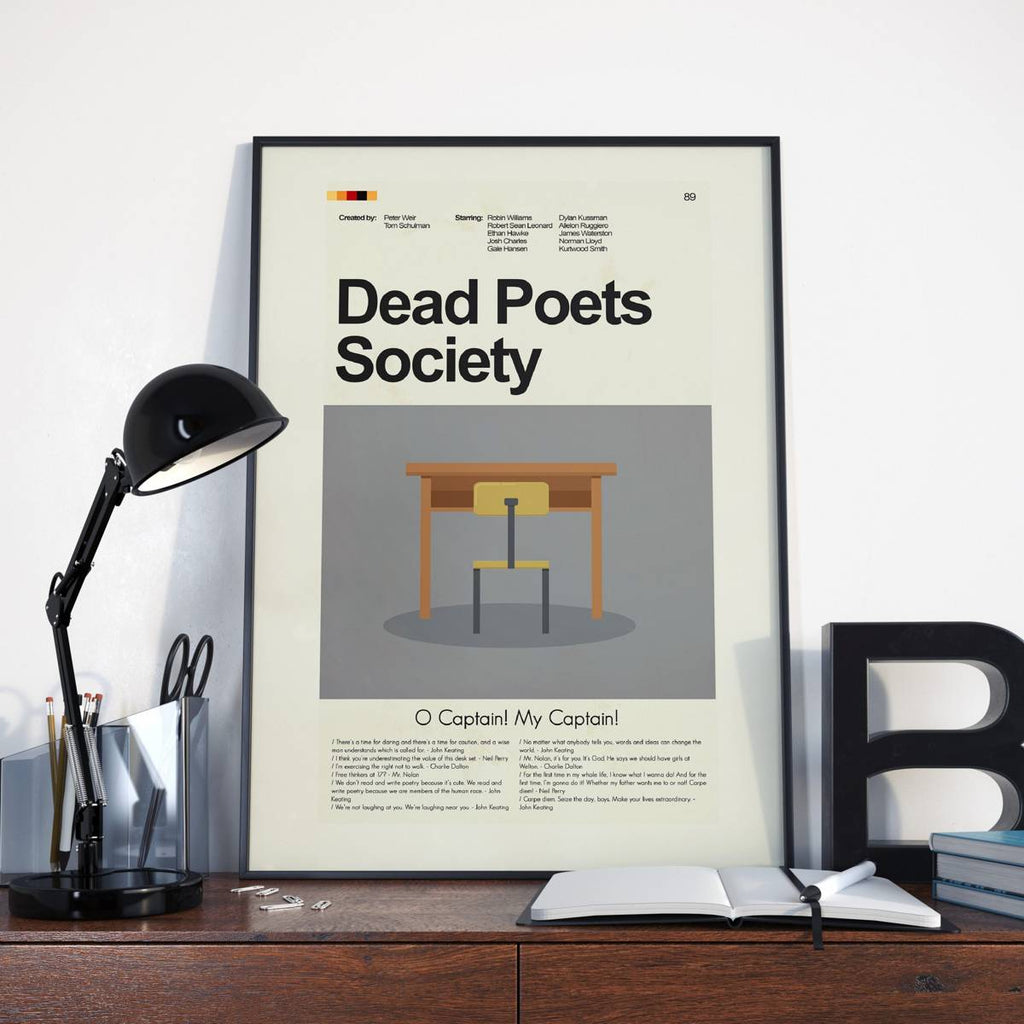 Dead Poets Society Mid-Century Modern Inspired Print - Poster | Canvas Wall Art Print