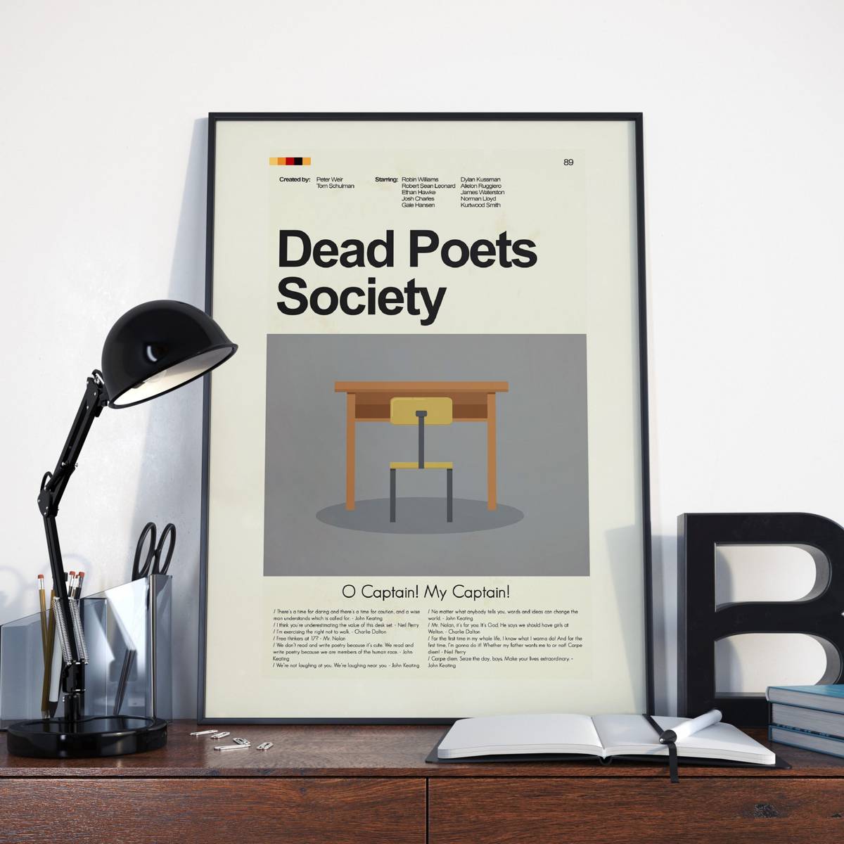 Dead Poets Society Mid-Century Modern Inspired Print - Poster | Canvas Wall Art Print